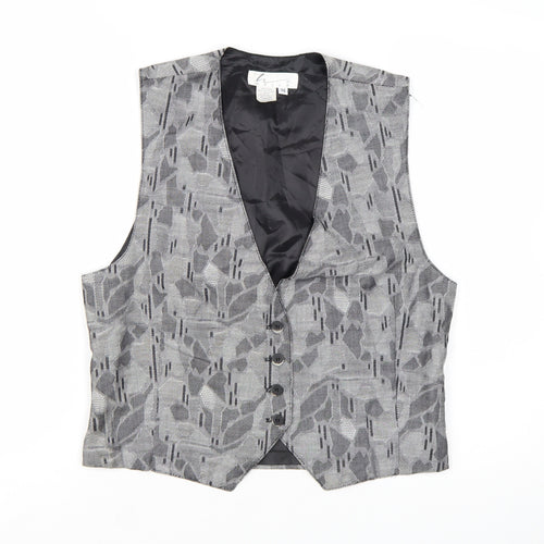 Haley Womens Grey Geometric Cotton Waistcoat Size M Formal Lined