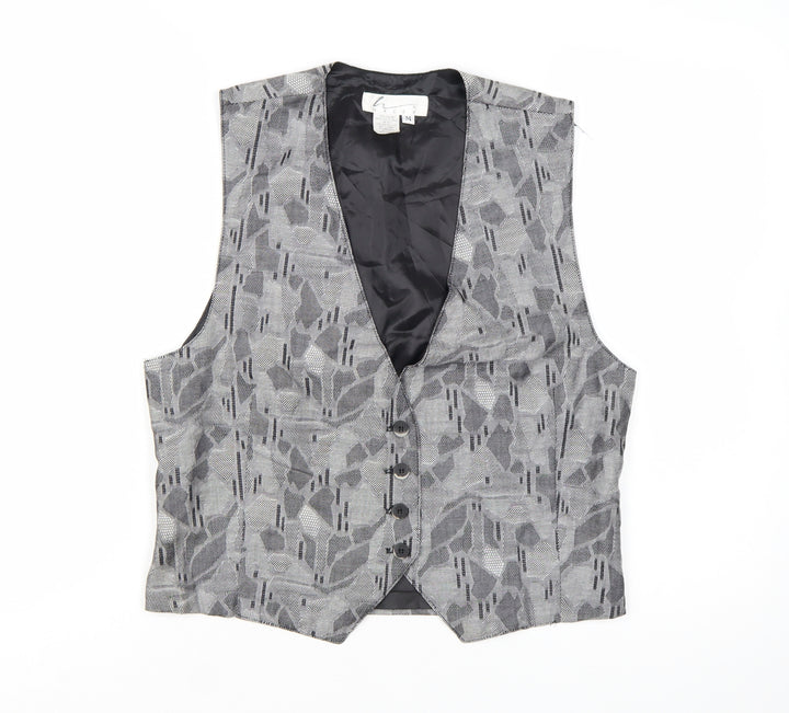 Haley Womens Grey Geometric Cotton Waistcoat Size M Formal Lined