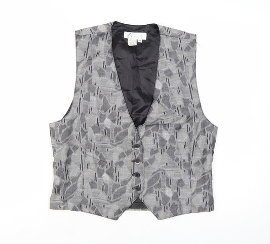 Haley Womens Grey Geometric Cotton Waistcoat Size M Formal Lined