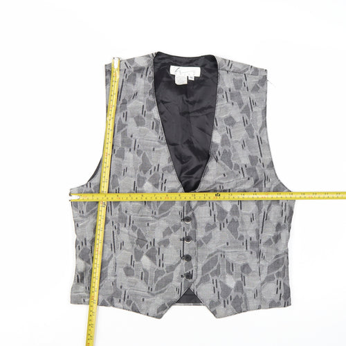 Haley Womens Grey Geometric Cotton Waistcoat Size M Formal Lined