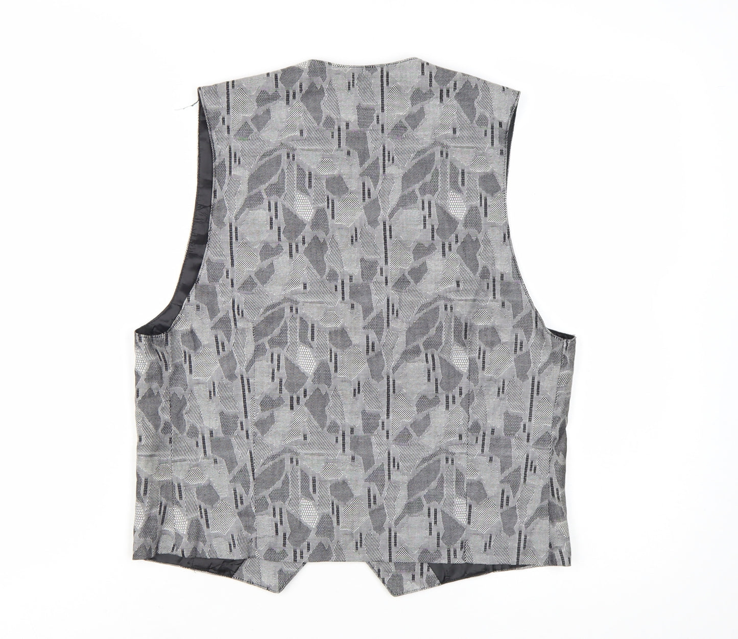 Haley Womens Grey Geometric Cotton Waistcoat Size M Formal Lined