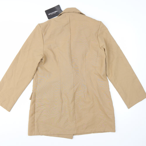 PrettyLittleThing Women Beige Double-Breasted Blazer UK 4 Polyester