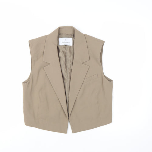 Stradivarius Women Beige Suit Waistcoat Size M Tailored Vest