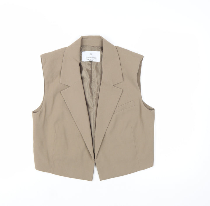 Stradivarius Women Beige Suit Waistcoat Size M Tailored Vest