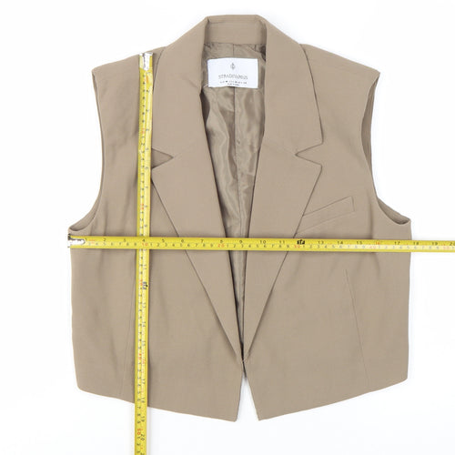 Stradivarius Women Beige Suit Waistcoat Size M Tailored Vest