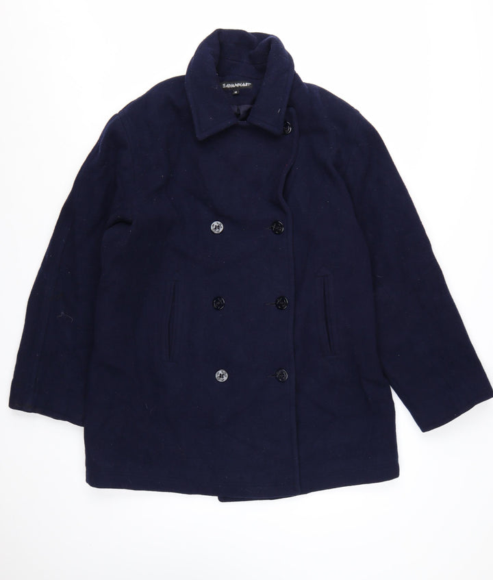 Savannah Women's Blue Wool Pea Coat Size 12 Classic Mid-Length