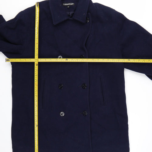 Savannah Women's Blue Wool Pea Coat Size 12 Classic Mid-Length