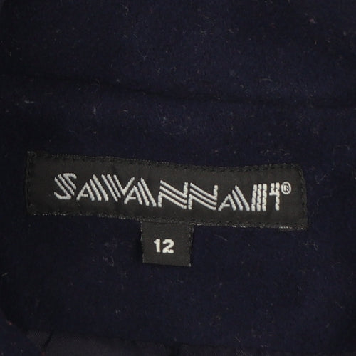 Savannah Women's Blue Wool Pea Coat Size 12 Classic Mid-Length