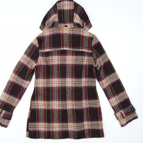 Next Women's Multicoloured Check Hooded Duffle Coat Size 8