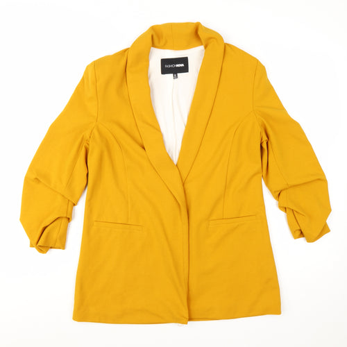 Fashion Nova Women Mustard Yellow Blazer Jacket Medium Shawl Collar