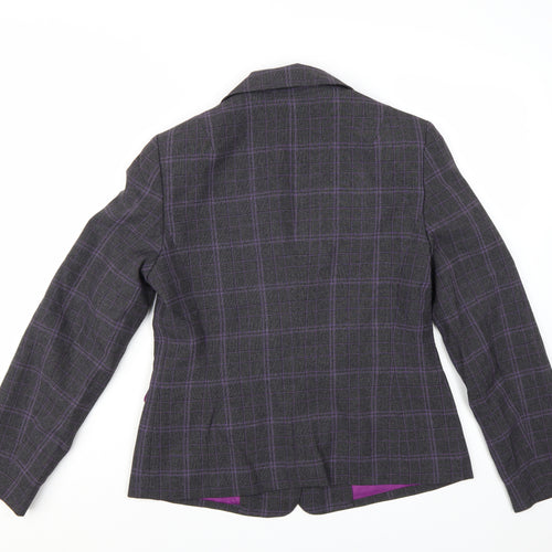 Le Suit Women's Grey Check Double-Breasted Blazer Jacket Size 8