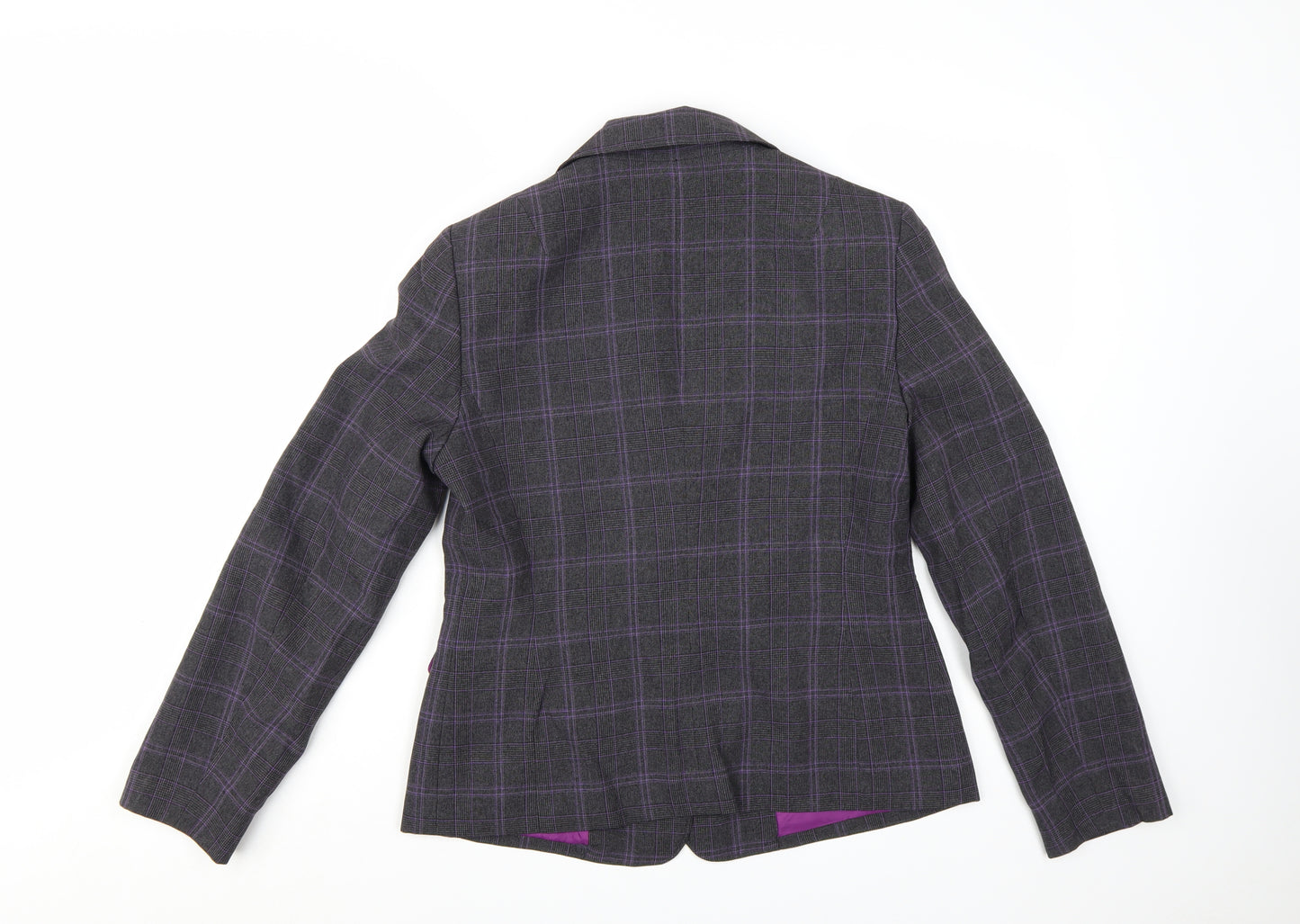 Le Suit Women's Grey Check Double-Breasted Blazer Jacket Size 8