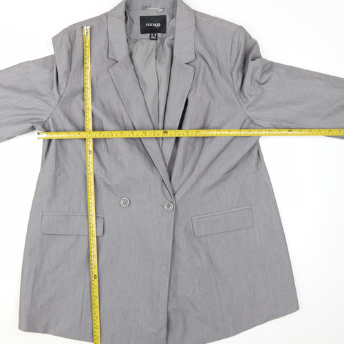 Tailored Women Grey Double-Breasted Blazer UK 20 Classic Fit