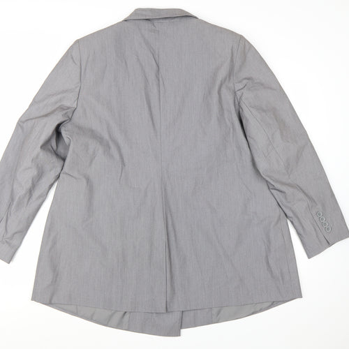 Tailored Women Grey Double-Breasted Blazer UK 20 Classic Fit