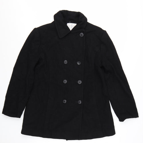 Worthington Womens Black Wool Blend Pea Coat Size 12