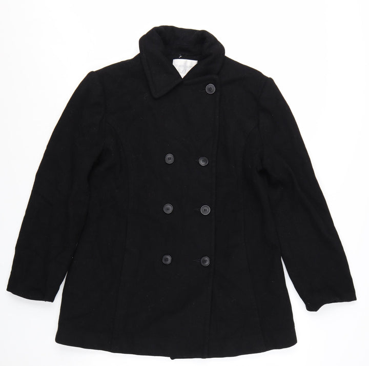 Worthington Womens Black Wool Blend Pea Coat Size 12