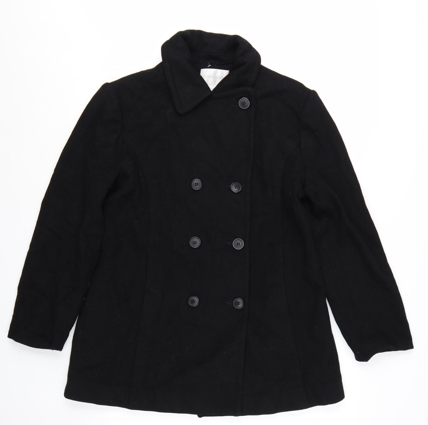 Worthington Womens Black Wool Blend Pea Coat Size 12