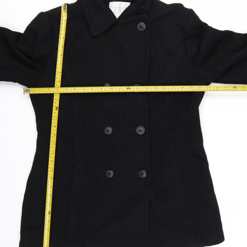 Worthington Womens Black Wool Blend Pea Coat Size 12