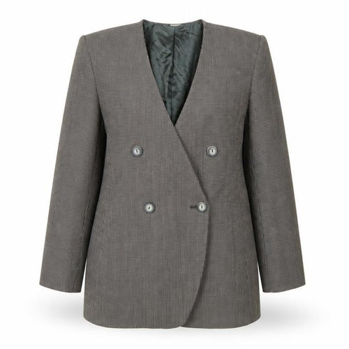 Jones New York Women Brown Houndstooth Double-Breasted Blazer Size 12