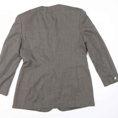 Jones New York Women Brown Houndstooth Double-Breasted Blazer Size 12