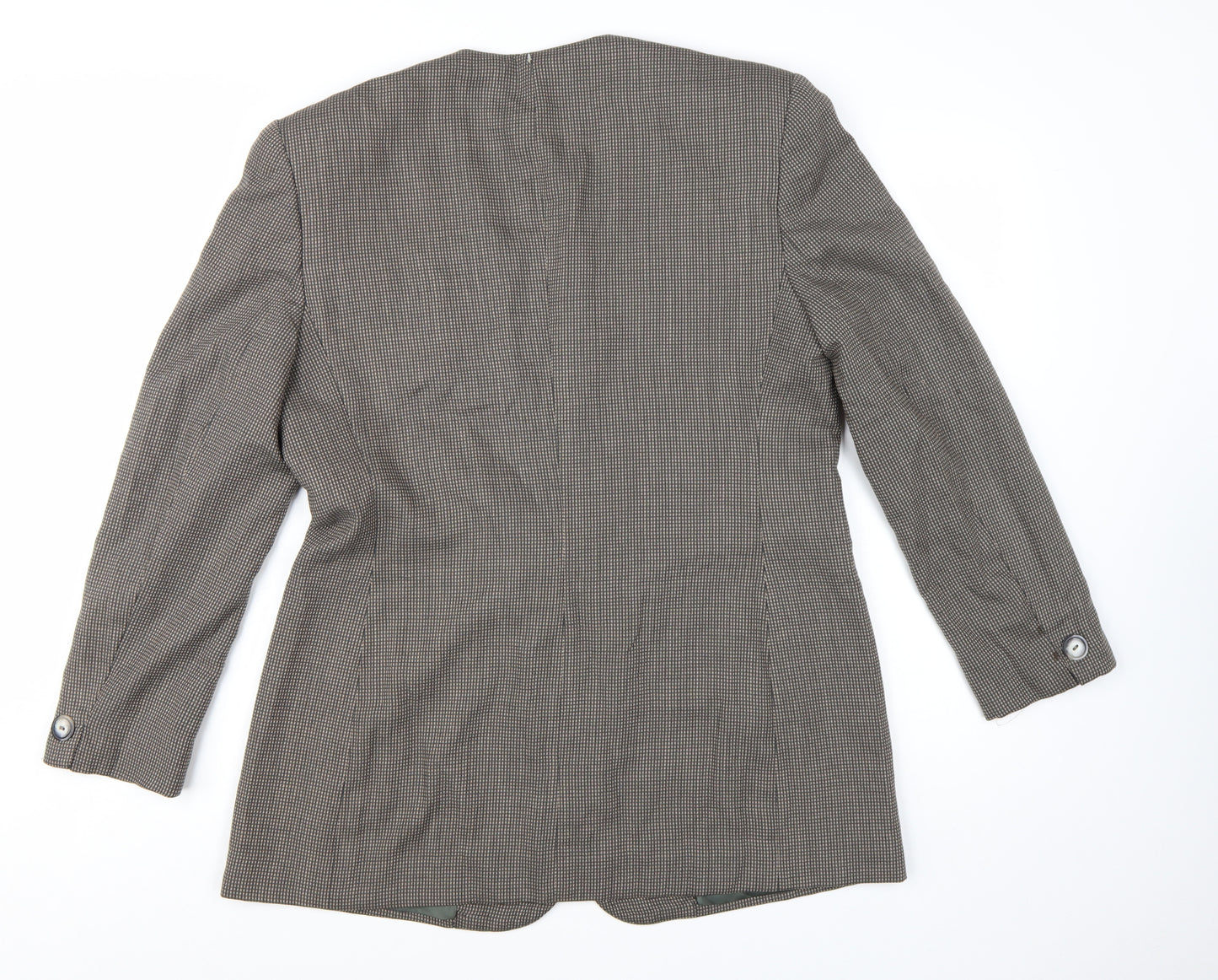 Jones New York Women Brown Houndstooth Double-Breasted Blazer Size 12
