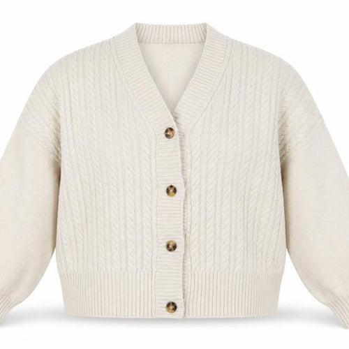 French Connection Women's Beige Cable Knit Cardigan L