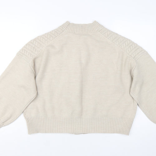 French Connection Women's Beige Cable Knit Cardigan L