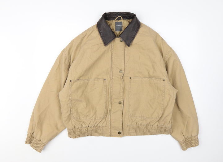 Primark Women's Beige Bomber Jacket L Cotton Casual Style