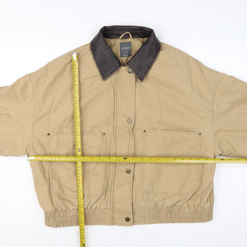 Primark Women's Beige Bomber Jacket L Cotton Casual Style