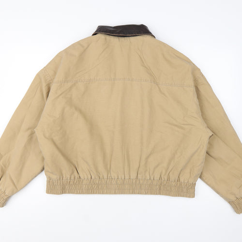 Primark Women's Beige Bomber Jacket L Cotton Casual Style