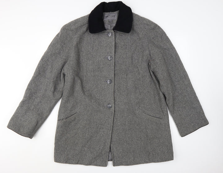 Bromley Collection Women’s Grey Wool Overcoat Size 12 Classic Style