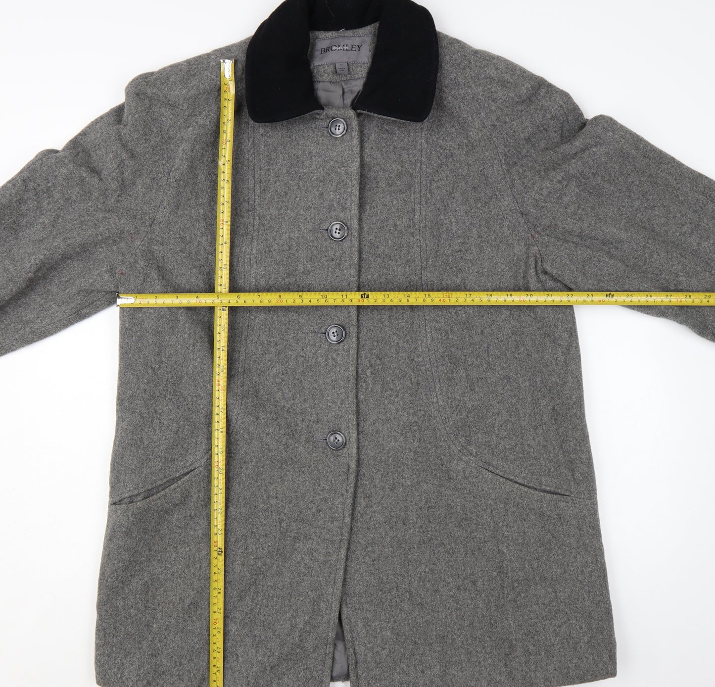 Bromley Collection Women’s Grey Wool Overcoat Size 12 Classic Style