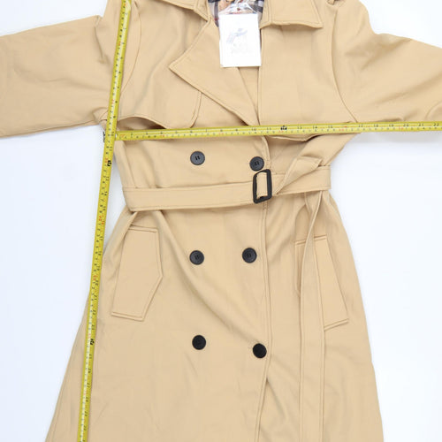JIEPOTU Women's Beige Trench Coat Long Belted Double-Breasted XL