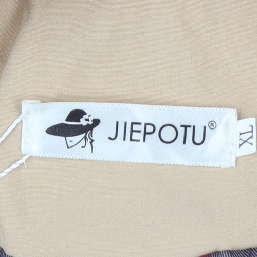 JIEPOTU Women's Beige Trench Coat Long Belted Double-Breasted XL