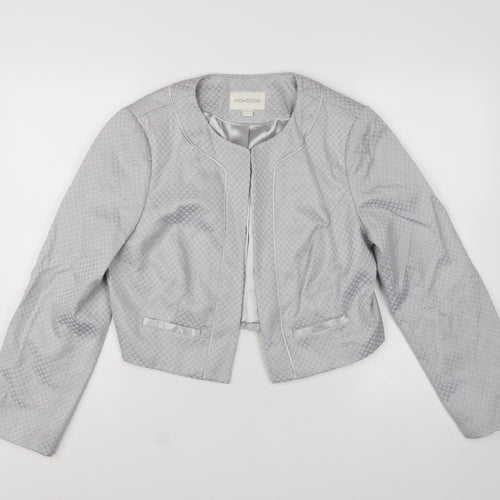 Monsoon Women's Grey Textured Cropped Suit Jacket Size 14