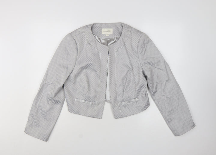 Monsoon Women's Grey Textured Cropped Suit Jacket Size 14