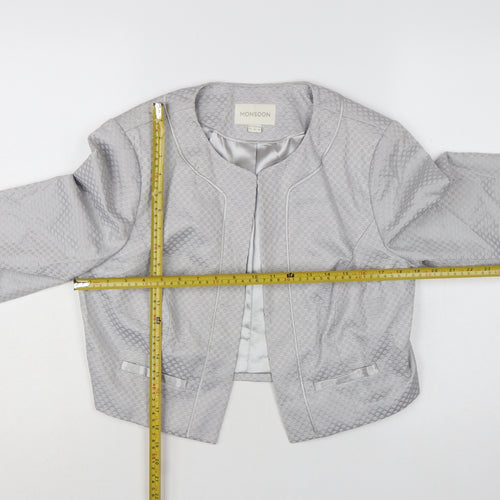 Monsoon Women's Grey Textured Cropped Suit Jacket Size 14