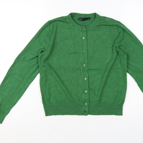 Marks and Spencer Women’s Green Cardigan Size 14 Crew Neck Knitwear