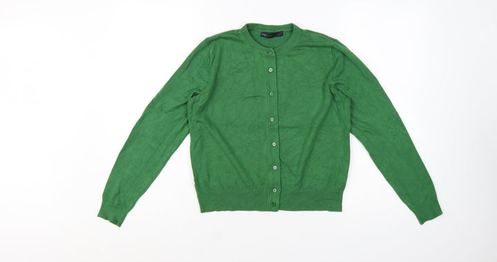 Marks and Spencer Women’s Green Cardigan Size 14 Crew Neck Knitwear