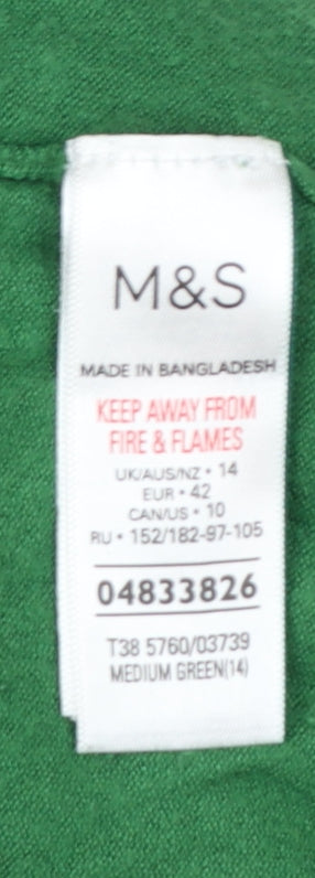Marks and Spencer Women’s Green Cardigan Size 14 Crew Neck Knitwear