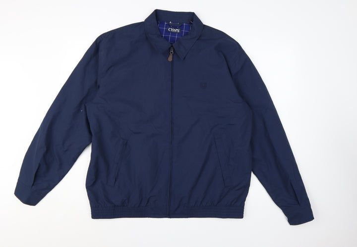 Chaps Men's Blue L Bomber Jacket Cotton Blend Full Zip Classic