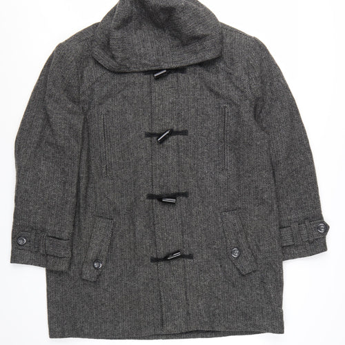 Scandia Woods Women's Grey Wool Blend Herringbone Duffle Coat Size L