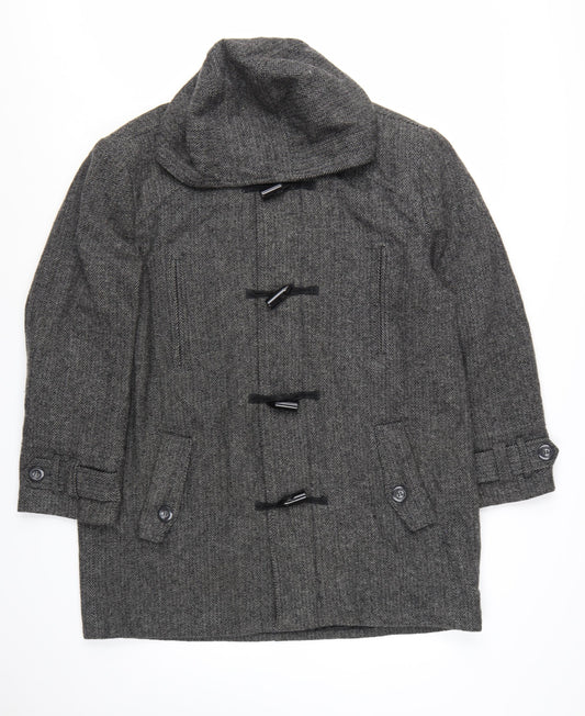 Scandia Woods Women's Grey Wool Blend Herringbone Duffle Coat Size L