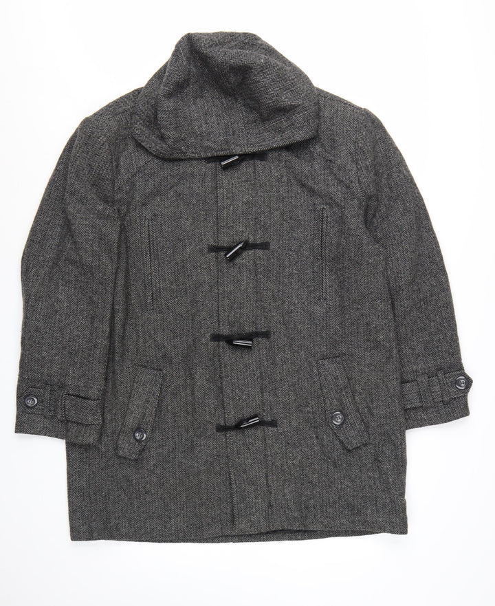 Scandia Woods Women's Grey Wool Blend Herringbone Duffle Coat Size L