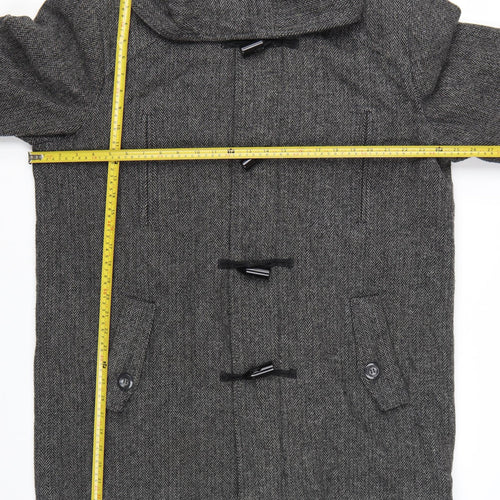 Scandia Woods Women's Grey Wool Blend Herringbone Duffle Coat Size L