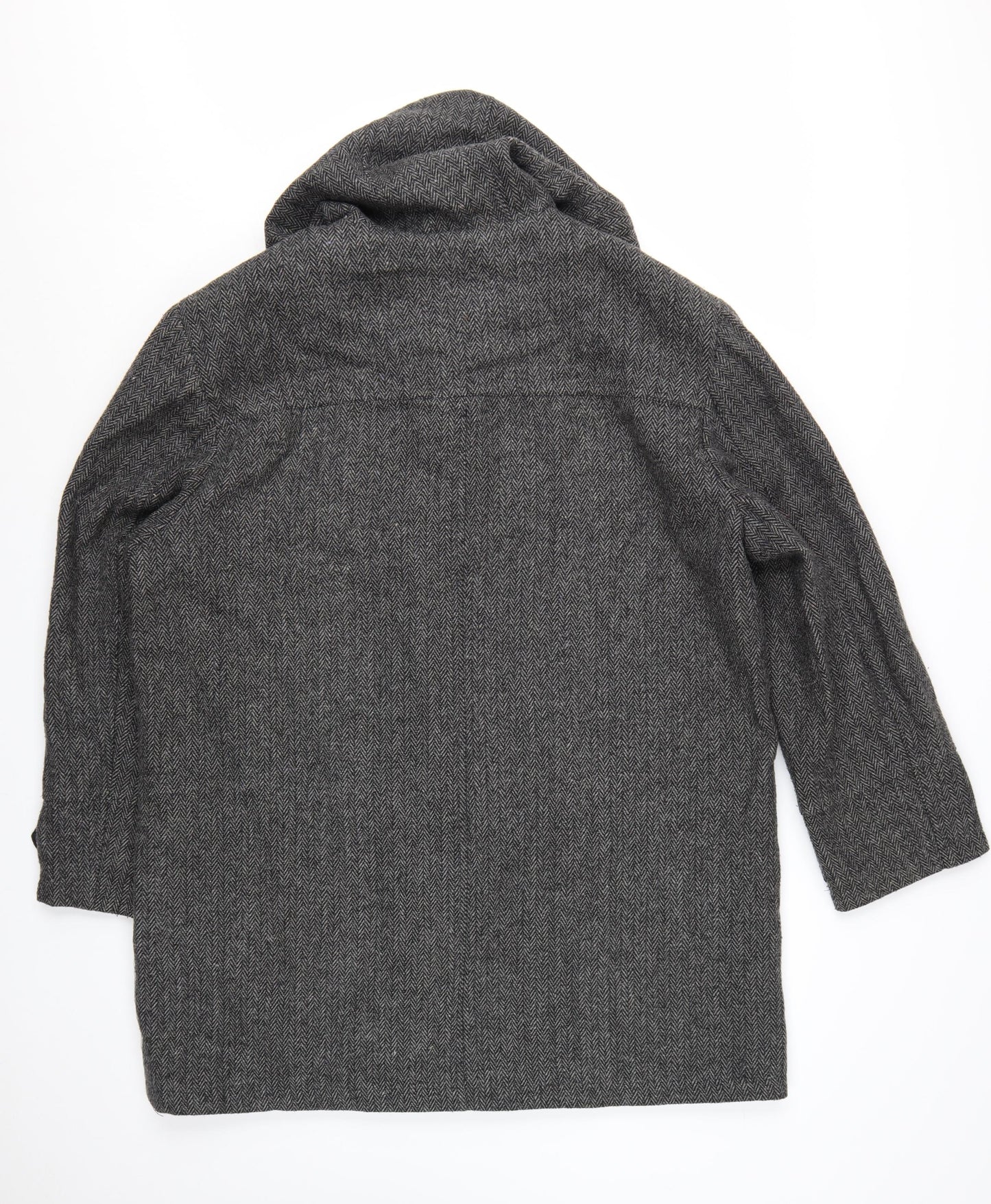 Scandia Woods Women's Grey Wool Blend Herringbone Duffle Coat Size L