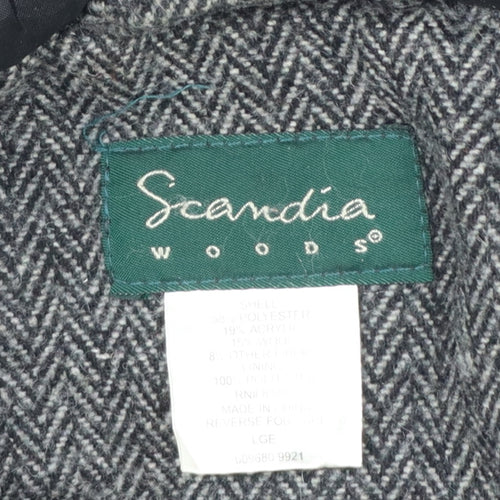 Scandia Woods Women's Grey Wool Blend Herringbone Duffle Coat Size L