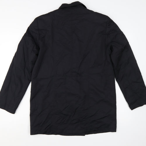 Classique Women Black Mid-Length Pea Coat M Lined Cotton Blend