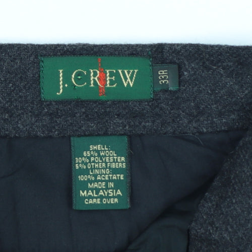 J.Crew Men's Grey Wool Blend Dress Pants 33R Classic Fit Trousers