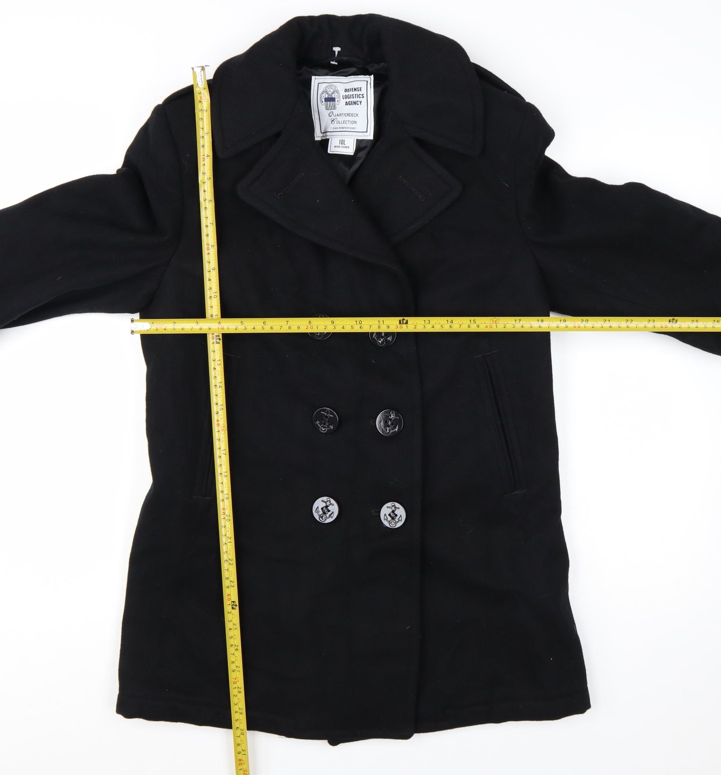 Defense Logistics Agency Women's Black Wool Pea Coat Size 10